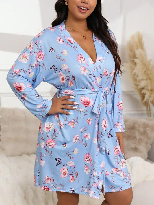 Fleur de Nuit – Chemise de nuit satinée avec peignoir